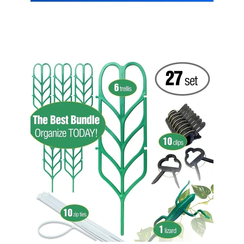 Peer Basic Plant Trellis Kit 6 Pack Green Climbing Plant Support Clip 2pc Bundle